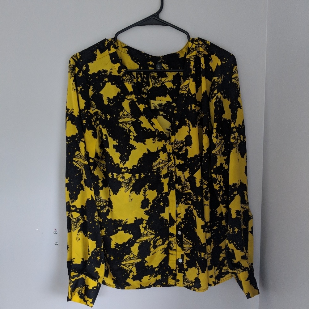 Yellow & Black Floral Blouse